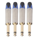 6.35mm TS Mono Plugs 6.35 mm 2-Pole Microphone Amplifier Audio Connectors Blue