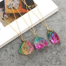 Rock Chakra Jewelry Natural Crystal Necklace Irregular Rainbow Stone Pendant_AU