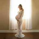 Maternity Photography Props Maxi Maternity Gown V-neck Lace Dresses Pregnan D8P9
