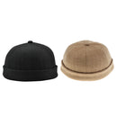 2x Mens Skullcap Cap Docker Hat Beanie Sailor Retro Landlord Hat Black+Brown