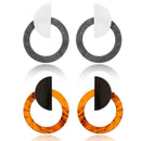 Big Statement Earrings For Women Stitching Geometric Earrings Gray