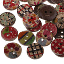 50Pcs Mixed Wooden Wood Buttons 2 Holes 15mm Sewing Scrapbooking DIY Crafts