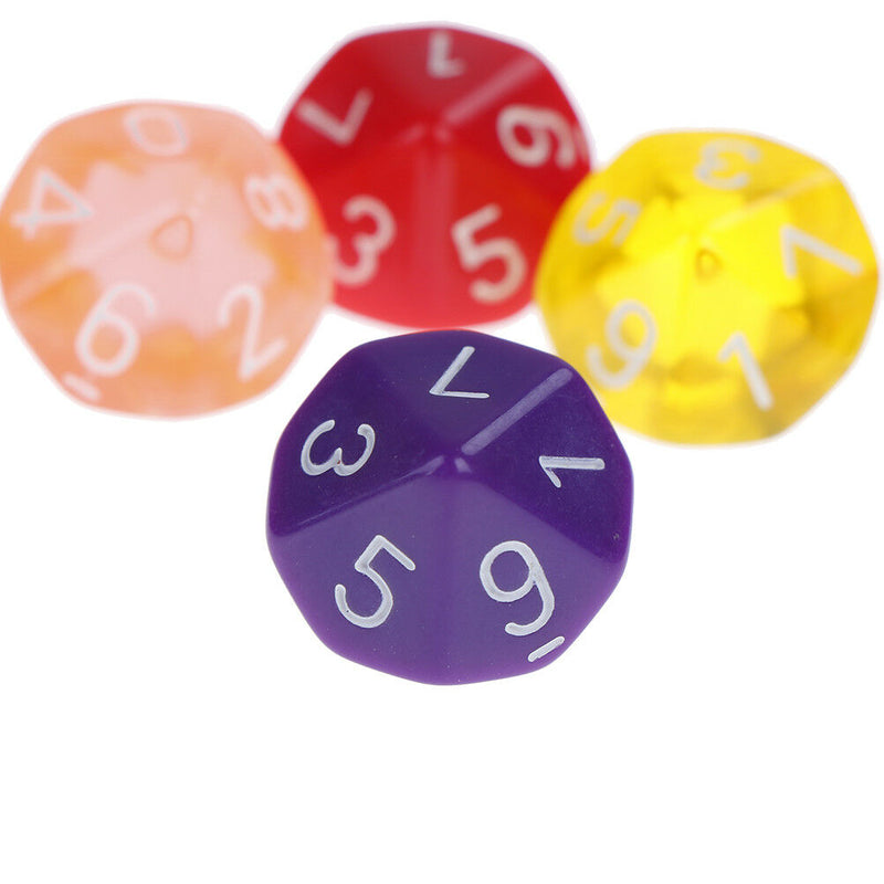 4Pcs Transparent Dice 10 Sided Gem Dice Multicolor Playing Games Color Random.ES