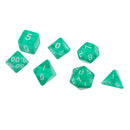7Pcs Transparent Dice Polygon Dices For Dungeons DND MTG RPG Gaming Green
