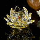 Mini Crystal Lotus Flower Ornaments Crafts Home Office Desktop Decor Yellow
