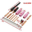 19Pcs Tig Welding Torch Nozzle Cups Collets Body Kit with Tungsten Electrod