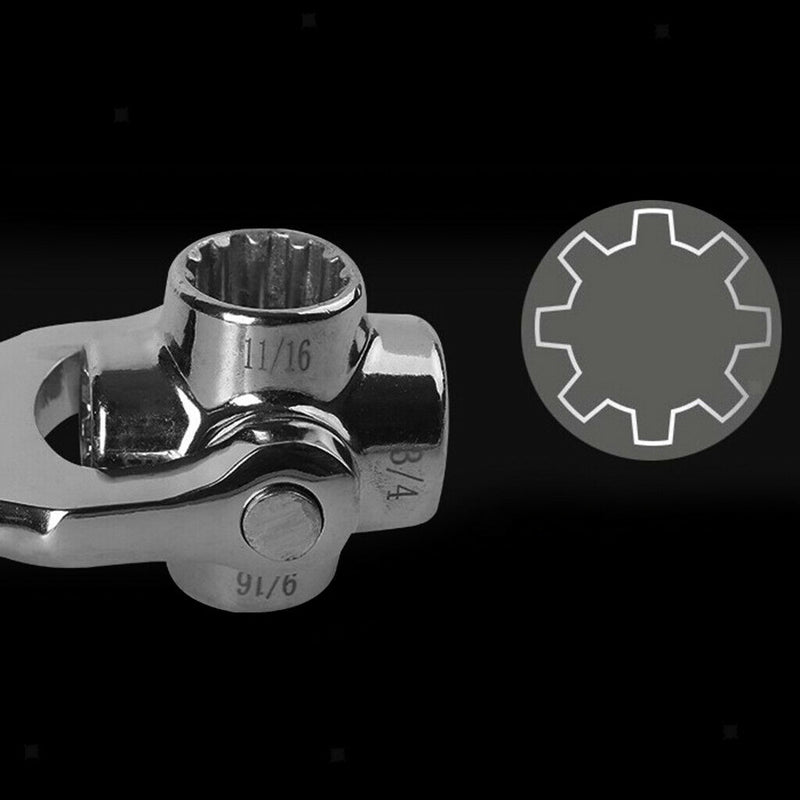 Metal Universal Multi-function Rotary Socket Wrench 8-in-1 Supplies 255x50mm