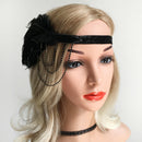 1920s Flapper Feather Headband/Women Rhinestone Beaded Headpiece/Bohemian Style