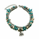 Turquoise Beaded Beach Anklet Elephant Anklet Starfish Anklet Nautical Ankl N4L5