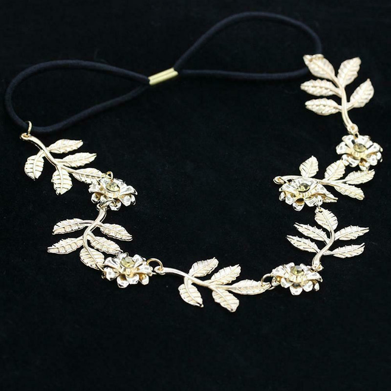 Korean Leaf Flower Headband Beauty Golden Alloy Hair Band Women Jewelry A