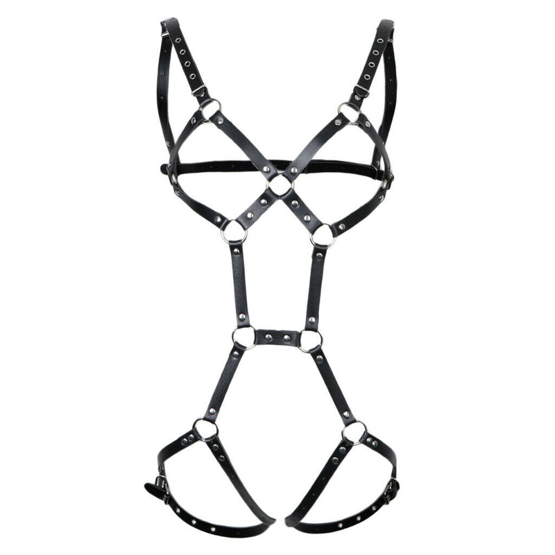 Body Chest PU Leather Adjustable Hollow Out Straps Belt Club Costumes