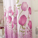 Modern Home Living Room Window Tulip Pattern Curtain Purple