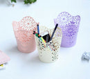 Pen Holder Round Plastic Brush Pencil Storage Organiser Wastebasket Lace Ho