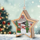 Wooden Star Pendant Christmas Tree LED Fairy Light Ornament Craft (Snowman) A