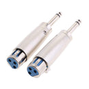 2pcs 3 Pin XLR Female Plug to 6.35mm Male Socket 1/4" Jack Mic Cable Adapter
