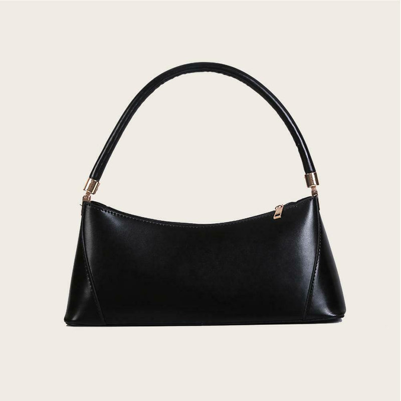 Fashion Women Handbag Purse Leather Shoulder Bag Solid Color Totes (Black)