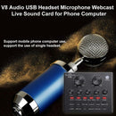 V8 Audio USB Headset Microphone Webcast Live Mixing Sound Multiple Card for PC