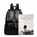 Fashion PU Leather Women Backpack Weave Tassel Travel School Shoulder Bags