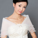 Wedding Bridal Organza Wrap Shrug Bolero Coat Tulle Cocktail Shawl White  A