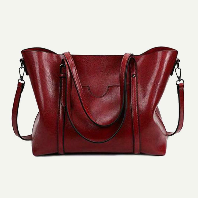 Women PU Leather Shoulder Crossbody Bag Large Capacity Totes Handbag (Red) A