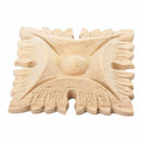 1pcs Rubber wood Carved Square Corner Flower Onlay Applique Unpainted Door  N4E2