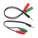 3.5mm Stereo Audio Male to 2 Female Headphone/Mic Y Splitter Cable