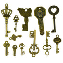 50pcs Bronze Key Pendant DIY Findings Jewelry Making for Necklace Keychain
