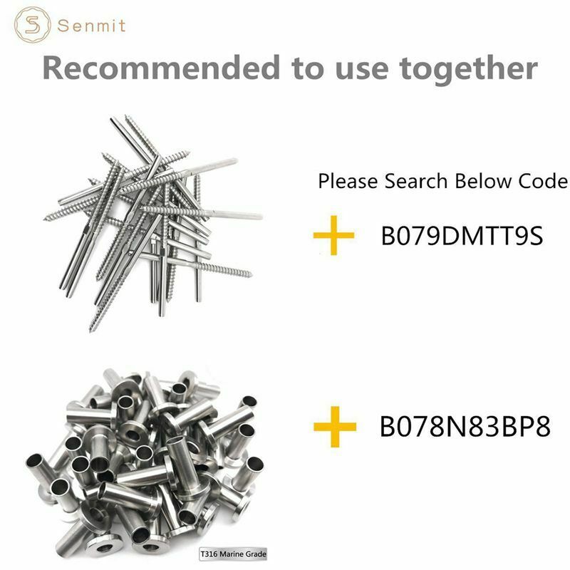 Threaded Terminal Stud End,Stainless Steel Stair Railing,for 1/8 inch Cable U9X6