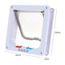 4 Way Lockable Dogs Cat Security Flap Door Kitten Puppy Pets Gate (White S)