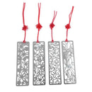 Pack of 4 Classical Hollow Out Flower Style Metal Bookmark with Red Knottin Q8S8