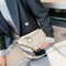 Fashion Leather Crossbody Bags Women Chain Shoulder Travel Handbag (Beige)
