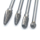 4Pcs Long Reach Rotary Burr Double Cut Tungsten Carbide Bit 1/4 Inch Shank