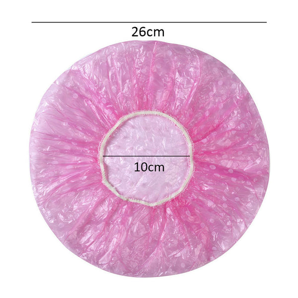 Women Lady Waterproof Elastic Plastic Dot Shower Bathing Salon Hair Cap Hat 6pcs