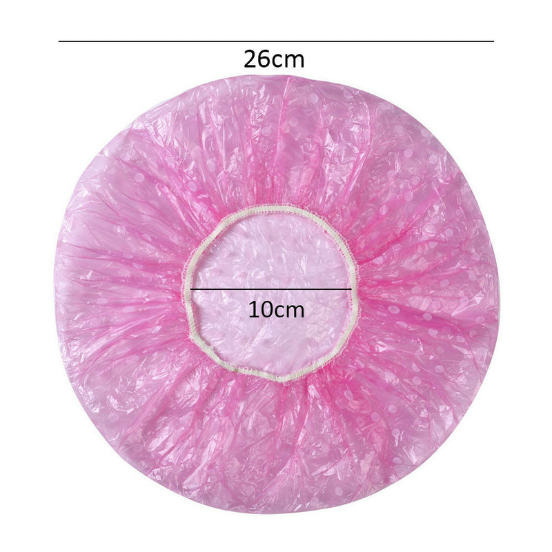 Women Lady Waterproof Elastic Plastic Dot Shower Bathing Salon Hair Cap Hat 6pcs