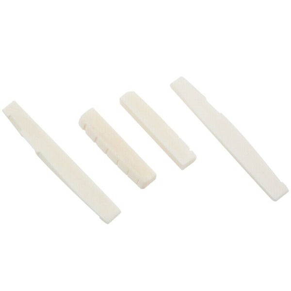 2 Sets of 4pcs 6 String Acoustic Guitar Bone Bridge Saddle and Nut Made of