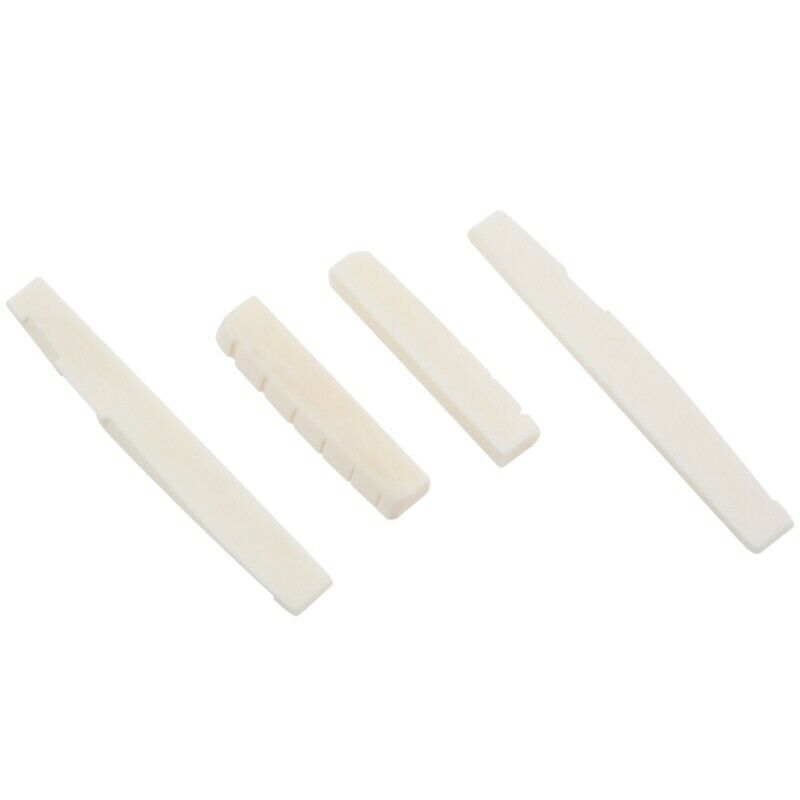 2 Sets of 4pcs 6 String Acoustic Guitar Bone Bridge Saddle and Nut Made of