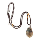 Labradorite Stone Pendant Necklace with Hanging String for Woman Xmas Gift