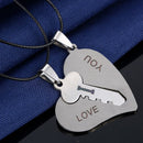 1Pair I Love You Lock Key Heart Stainless Steel Pendant for Couple Neckl3cq
