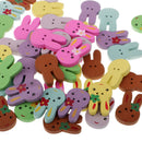 50x Cute Rabbit Shape 2 Holes Wooden Button for Scrapbooking Decoration 25mm
