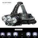 3x T6+2x XPE LED Headlight 6 Modes Rechargeable Head Lamp Torch Flashlight