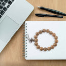 Buddhist Brown 11mm Diameter Wooden Beads Elastic Bracelet
