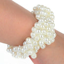 Women Pearls Beads Hair Band Rope Scrunchie Ponytail Holder (White) L2K3