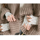 Lace Elegant Women Faux Wrist Sleeve Short Winter Arm Warmer Cuff Wristbands