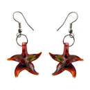 Murano Starfish Necklace Earrings Red