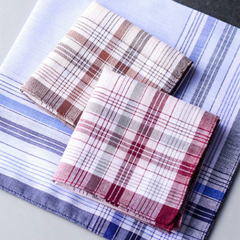 15Pcs Cotton Plaid Men's Handkerchief Square Decorative Suits Grid Hanky ZFB