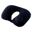 Inflatable Neck Pillow Support U Shaped Travel Pillow for Car (Dark Blue)