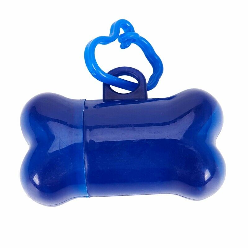 Dispenser Box Case Pet Garbage Clean Waste Bag Bone Shape blue