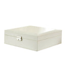 Leather Square Jewelry Box With Mirror Jewelry Cases Storage Box White