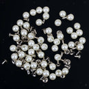 100 Pearls Rivets Studs Set For Dress Clothes Bracelet Bag Crafts  6mm