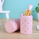Fashion Leather Makeup Brush Storage Case Empty Holder Organizer (Pink L) A